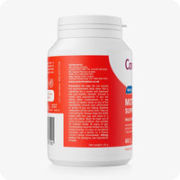 Conceive Plus Motility Pack - Male Fertility + Motility Supplement showing the side label of the Men's Motility Support bottle, with distributor information, cautionary usage instructions, and allergy advice printed on a red background.