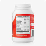 Back side of Conceive Plus Motility Support bottle showing nutritional information label. Red and white design highlights key ingredients including CoQ10, Zinc, L-Carnitine, and herbal blend extracts.
