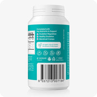 Conceive Plus Ovulation Pack - Fertility + Ovulation Supplements showing the back label of the Ovulation Support bottle with teal background, highlighting key benefits like ovulation regulation, menstrual cramp relief, and healthy ovulation, alongside dosage info, icons, barcode, and co-use suggestion with Women’s Fertility Support.